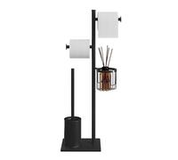 Piantana Portarotolo e Scopino,Acciaio Inox Portarotolo Carta Igienica,Porta Rotoli Cartaigienica Bagno con Cestino Porta Oggetti