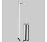 PIANTANA PORTAROTOLO E SCOPINO WC TRILLY - Cromato L.14 X P.14 X H.63 cm