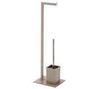 Piantana portarotolo portascopino tortora in acciaio con base in vetro