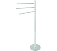 Piantana porta asciugamani da bagno 3 bracci acciaio cromato 93cm a pavimento