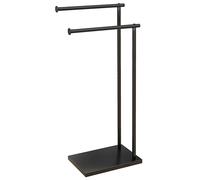 Piantana Portasciugamani da Bagno da Terra Autoportante 2 Bracci in Metallo 35,5x20x78 cm Nero