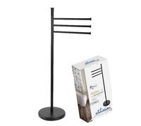 Piantana Portasciugamani da Terra 3 Bracci Orientabili ACCIAIO MODERNO NERO 83cm