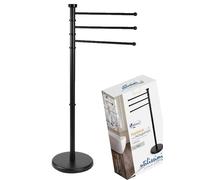 Piantana Portasciugamani da Terra 3 Bracci Orientabili ACCIAIO MODERNO NERO 90cm