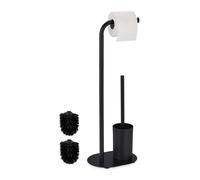 Piantana Portascopino Porta Rotoli Carta Igienica Bagno 64,5x23x17 cm Ferro Nero