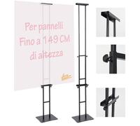 PIANTANA PUBBLICITARIA REGOLABILE IN ALLUMINIO NERO CAVALLETTO PORTA PANNELLI DA