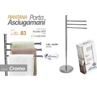 Piantana Salviette Portasciugamani da Terra 3 Bracci Orientabili Acciaio 83 cm