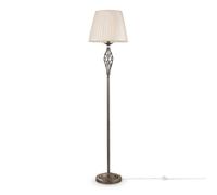 Piantana Shabby Chic Grace Metallo Ottone 1 Luce Diffusore Organza Beige