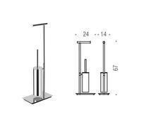 Piantana B9907 con porta rotolo e porta scopino sospeso in ottone Colombo Design Square finitura cromo
