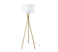 Piantana su treppiede in bambù con paralume bianco, H 154 cm