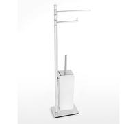 Piantana WC Bidet con Porta carta e porta scopino in Ceramica Linea Living Design Moderno dimensioni 26x12xh75 cm - cromo lucido Garanzia i0 anni contro la ruggine inox lucido