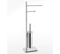 Piantana WC Bidet con Porta carta e porta scopino Linea BASIC Design Moderno dimensioni 39x12x74,5 cm - cromo lucido Garanzia i0 anni contro la ruggine inox lucido