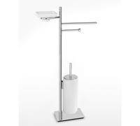 Piantana WC Bidet con Porta scopino e Portasapone in ceramica Linea Basic Moderno dimensioni 39x12x74,5 cm - cromo lucido Garanzia 10 anni contro la ruggine inox lucido