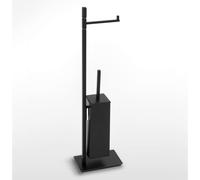 Piantana WC con Porta Rotolo più Porta scopino Linea Living Design Moderno dimensioni 33x15xh88 cm - bracci lunghezza 28 cm nero Garanzia i0 anni contro la ruggine nero