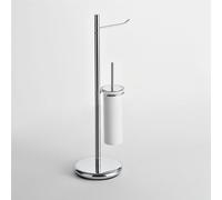 Piantana WC ELBA con Porta scopino in ceramica 26x20xh67 cm porta scopino + porta rotolo cromo lucido Garanzia per anni contro la ruggine cromo