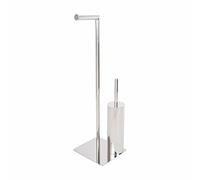 METAFORM Piantana WC Porta Rotolo e Porta Scopino Lucido in Acciaio Inox Aisi 304 MOD. Poseidon