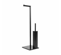 PIANTANA WC PORTA ROTOLO PORTA SCOPINO DA TERRA TOILETTE BAGNO NERO ZERO BLACK