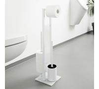 PIANTANA WC PORTAROTOLO SCOPINO ACCIAIO VETRO ACCESSORI BAGNO MODERNO ROZ BIANCO