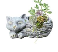 Piantatrice di fiori a tema felino - Piantatrice in resina di gatto decorativa a riposo, porta a forma di gatto | incantevole arredamento esterno interno per piante grasse balcone