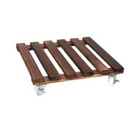 Piantatrice resistente alle intemperie carbonizzata Vassoio mobile Rotelle in metallo liscio Rotelle decorative per esterni Soluzione di stoccaggio in legno multifunzionale Vassoio da giardino con