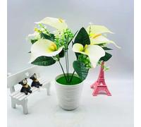 Piante artificiali in vaso, 28 cm di altezza x 26 cm di larghezza, decorazione floreale per casa e matrimonio, fiori di seta realistici, non necessita di irrigazione, da tavolo o da scaffale (bianco)