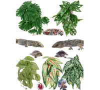 Piante artificiali per habitat di rettili, piante appese per rifugio di anfibi, con ventosa per arrampicata - terrario, decorazione per acquario, adatto per draghi barbuti, lucertole, serpenti, geco, 