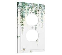 Piante Copertura Interruttore Luce Piastra Foglia Viti Botanico Cottagecore Acquerello Farfalla Verde Salvia Bianco Policarbonato (PC) Decorazione Cucina Stanza Parete Coperture Elettriche Viti