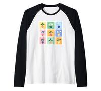 Piante da interno botaniche in griglia colorata Maglia con Maniche Raglan