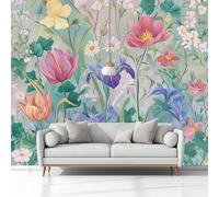 Piante D'Epoca Foglie Di Edera Margherite Carta da Parati In Tessuti non Tessuti 200 x 140 cm Murali, Multicolore Fotomurale Murale, Soggiorno Camera da Letto Cameretta Dei Bambini Decorazione