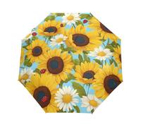 Piante Di Girasoli Cartoon Senza Soluzione Di Continuità Ombrello Pieghevole Automatico Ombrelli Antivento Protezione UV da Viaggio per Bambini Ragazzi Ragazze