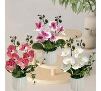 Piante di orchidea artificiali in vaso, simili al verde naturale, senza vasi, adatte per posizionamenti interni ed esterni come davanzali, balconi, ingressi o sale da tè, matrimoni, decorazione della 