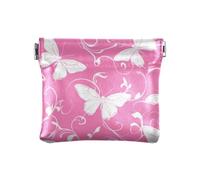 Piante di Pesca Farfalla Bianco Silhouette Moda Donna In Pelle Moneta Cambiamento Della Borsa Impermeabile Mini Sacchetto di Trucco per Gli Uomini Donne Viaggio monedero para Homb