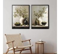 Piante di ulivo al limone in vaso, stampe, poster di natura morta, arte botanica antica, decorazione da parete su tela, decorazione per la casa, 60x80cmx2 senza cornice