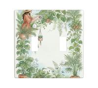 Piante doppio interruttore luce piastra di copertura, natura bohemien giardiniere appeso vasi primavera plastica verde dimensioni standard interruttore piastra decorativa per la casa soggiorno camera