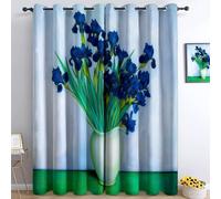 Piante E Fiori Iris Tende Oscuranti Termiche Isolanti - Ridurre Il Rumore, Termiche Isolanti per Camera da Letto - 2 Pannelli per camera da letto soggiorno, Azzurro, 183 x 214 cm