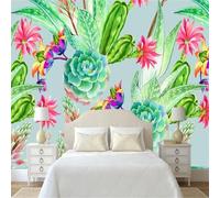 Piante E Fiori Semplici Freschi Belli E Colorati 3D Carta da Parati Tessuto in Seta Ufficio Sala Pranzo Divano Camera Soggiorno TV Sfondo Muro-250cm×170cm