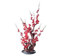Piante finte Alberi Bonsai Albero di simulazione frutta melograno Piante in vaso Fiore prugna rosso finto Casa Soggiorno Ornamenti for pavimenti da tavolo Decorazione Zen