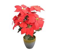 Piante Finte Interno, Piante Artificiali da Esterno realistiche, con vaso incluso, pianta finta, materiale plastico realistico al tatto, adatto per tutti gli ambienti (STELLA DI NATALE 40 CM)
