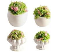Piante per casa delle bambole, set di 4 piante in miniatura per casa delle bambole in scala 1:12 con dettagli realistici, mini per giardino fatato, decorazioni per terrari - Accessori