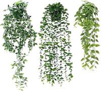 Piante sospese artificiali 3 piante, artificiali felce artificiali, artificiali da appendere in vaso, per pareti o interni o esterni, per la casa, il matrimonio, la decorazione della parete.