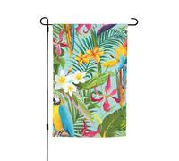Piante tropicali e pappagalli stampa bandiere da giardino resistenti allo sbiadimento per tutte le stagioni bandiera all'aperto decorazione del cortile per portici