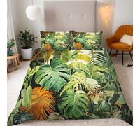 Piante Tropicali Parure Copripiumino Matrimoniale 155x220 Piante Della Giungla Foglie Di Palma Copripiumino Ragazza Set di Biancheria da Letto Microfibra Cerniera Nascosta 3 Pezzi e 2 x Federe 50x75cm