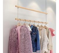 Pianto di abbigliamento montato a soffitto per display al dettaglio barretto di abbigliamento altezza regolabile e canna sospesa a scopo multiplo per lo stoccaggio dell'armadio a doppio strato.