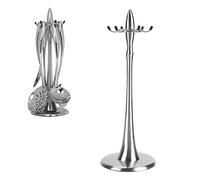 Pianto di stoccaggio degli articoli da, 6,7 × 6,7 × 17,7 in un utensile in acciaio inossidabile utensile da spatola spopon cucchiaio organizzatore a rotazione con 6 ganci