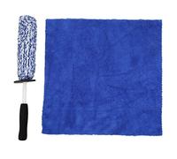 Piantola per spazzole per ruota per auto Scola spazzatura a pentola Set microfibra morbida Long Raggiungi un potente strumento di pulizia per auto in biciclette in bicicletta blu