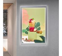 PIAOCAIYIN Cornice per poster a LED, 33 x 24 cm, cornice retroilluminata a parete, con design flip e scatto sottile, scatola luminosa a LED per pubblicità/cartelli aziendali, nero