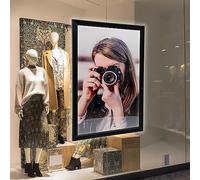 PIAOCAIYIN Cornice per poster a LED, 33 x 24 cm, cornice retroilluminata da parete, con design flip e scatto sottile, scatola luminosa a LED per pubblicità/cartelli aziendali, nero