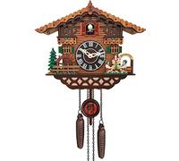 PIAOPIAO Orologio a cuculo, orologio a cucù della foresta nera, intagliato, scena in legno, originale con chiamata a cucù, adatto per soggiorno, camera da letto, cucina, (45cm)