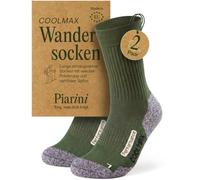 Piarini Coolmax - 2 paia di calzini da trekking estivi, corti, traspiranti, anti vesciche e imbottite, per attività all'aria aperta, da uomo e donna, taglie dalla 35 al 38 al 47 alla 50, verde, 39-42