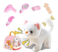 Piashow Gatto che cammina e miagola, Gatto Giocattolo per Bambini di gatto peluche elettronico da passeggio, elettrico peluche coccolone regalo interattivo per 2 3 4 5 6 anni idee regalo (Gatti)