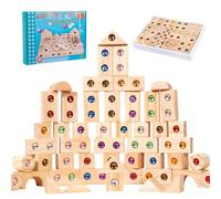 Piashow Sensorik, mattoncini da costruzione, arcobaleno, in legno, impilabili arcobaleno, blocchi da costruzione sensoriali per bambini, giocattolo da costruzione sensoriale per jungèn (50)